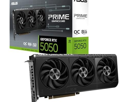 ASUS Prime NVIDIA GeForce RTX 5050 8GB GDDR6 OC Edition – Tarjeta gráfica (PCIe 5.0, HDMI 2.1, DisplayPort 2.1, ventiladores axiales, BIOS dual)
