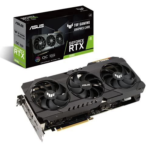 Tarjeta gráfica ASUS TUF Gaming NVIDIA GeForce RTX 3080 V2 OC Edition (PCIe 4.0, GDDR6X, LHR, HDMI 2.1, DisplayPort 1.4a, rodamiento de bolas dual, GPU Tweak II con certificación militar)