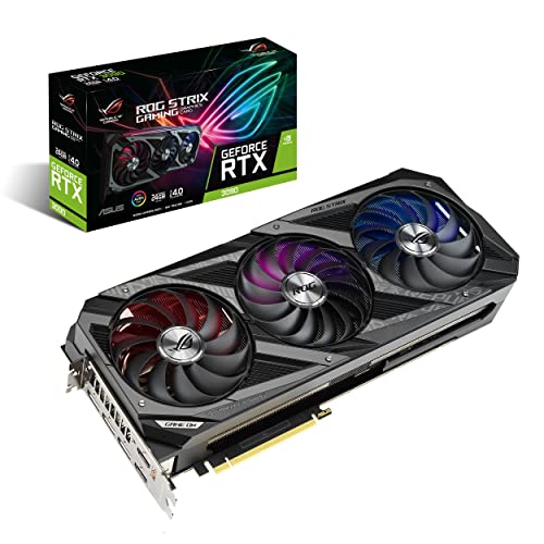Tarjetas gráficas para juegos ASUS ROG Strix NVIDIA GeForce RTX 3090 (PCIe 4.0, 24 GB GDDR6X, HDMI 2.1, DisplayPort 1.4a, ventiladores axiales, ranura 2.9, Super Alloy Power II, GPU Tweak II)